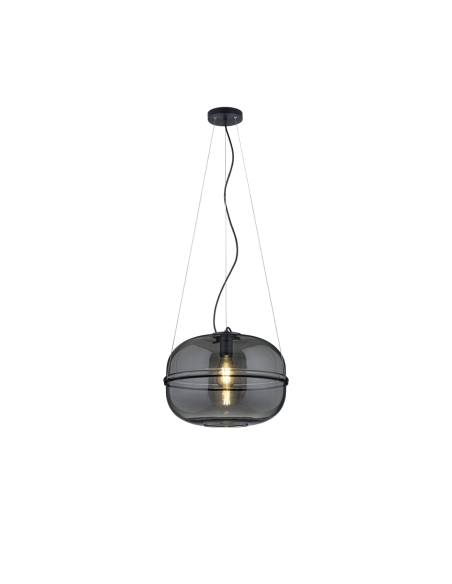 Trio – Lorena – Suspension 1xE27, max. 40W, verre chromé et noir mat, élégance et charme