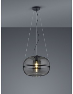 Trio – Lorena – Suspension 1xE27, max. 40W, verre chromé et noir mat, élégance et charme 2