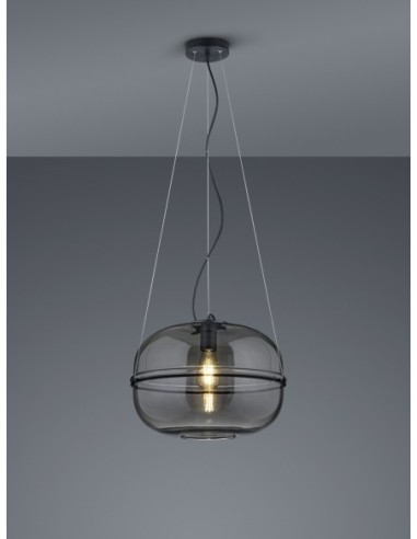 Trio – Lorena – Suspension verre chromé et noir mat, 40W max, lumière intime et moderne