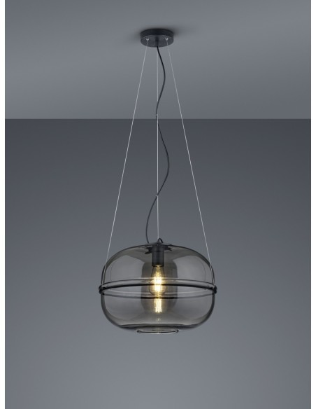 Trio – Lorena – Suspension verre chromé et noir mat, 40W max, lumière intime et moderne
