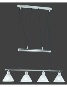 Trio – Stamina – Suspension 4xE14, design épuré, métal brossé et verre opale 2