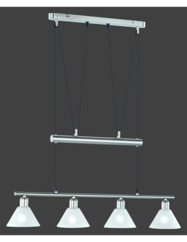 Trio – Stamina – Suspension élégante, 4 ampoules E14, verre opale et métal nickel