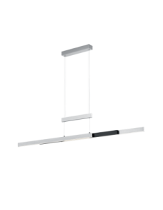 TRIO TRAJAN – Suspension LED tactile, 45W, 5300lm, 2700–5000K, extensible 95–150 cm, aluminium/noir