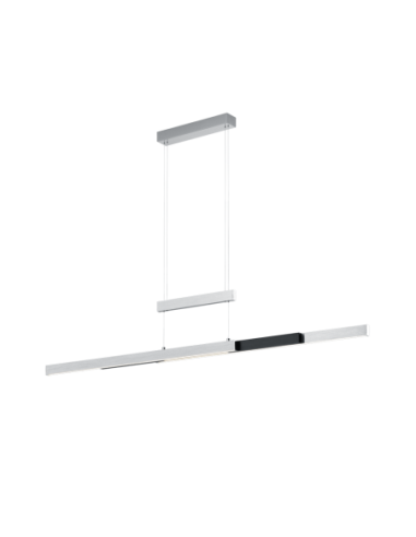 TRIO TRAJAN – Suspension LED tactile, 45W, 5300lm, 2700–5000K, extensible 95–150 cm, aluminium/noir