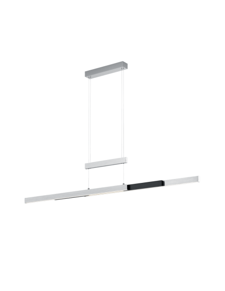 TRIO TRAJAN – Suspension LED tactile, 45W, 5300lm, 2700–5000K, extensible 95–150 cm, aluminium/noir