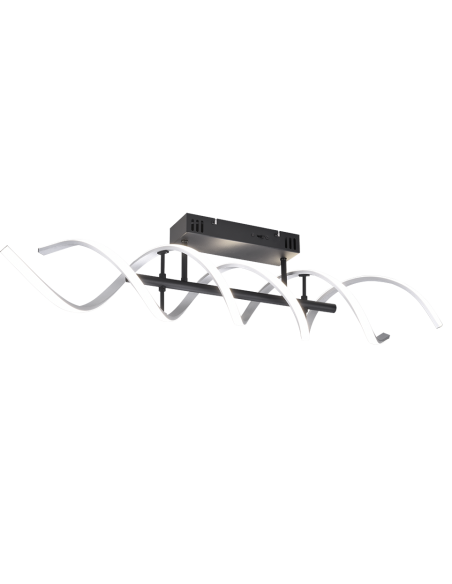 TRIO Sequence – Plafonnier LED 41W, 5000 lm, variateur 3 niveaux & 3 couleurs, design spirale noir mat/aluminium