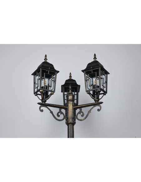 Lampadaire extérieur 3 lampes culot E27 fonte d’aluminium rouille antique – Trio – Volturno