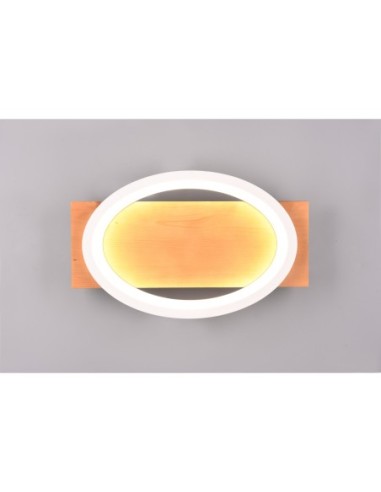 Applique Led murale ou plafond blanc mat bois naturel intérieur | Trio