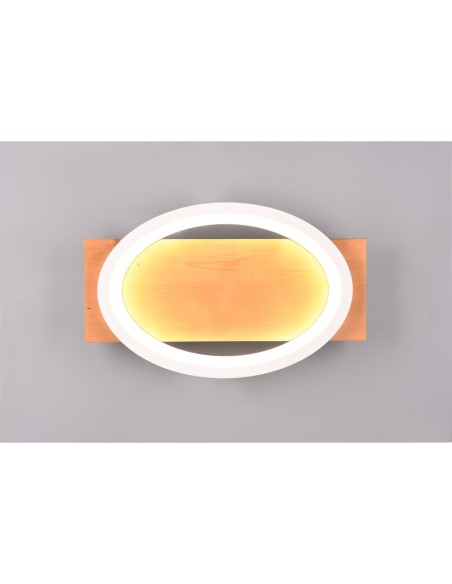 Applique Led murale ou plafond blanc mat bois naturel - Trio - Barca