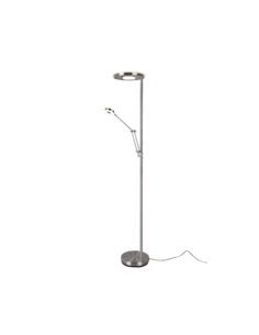Trio Barrie – Lampadaire LED 32W avec liseuse, dimmable, 2700/4000K, nickel mat