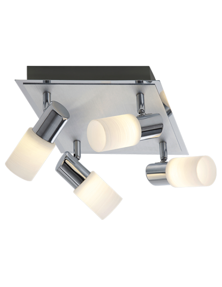 Trio Clapton – Spot LED 4x4,3W, 430lm, 3000K, plafond chromé, verre blanc mat