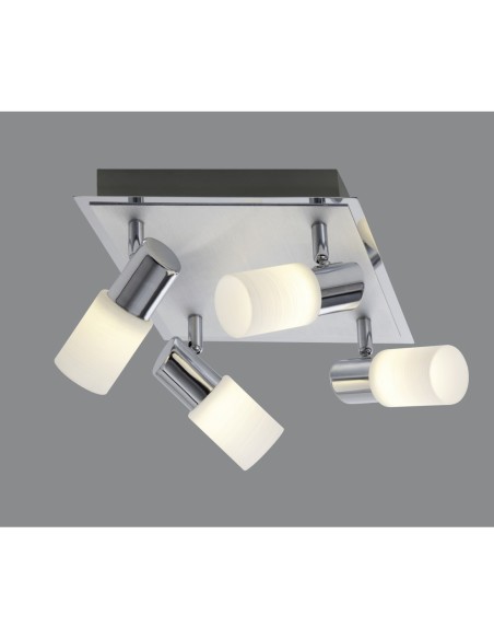 Trio Clapton – Plafonnier LED 4x4,3W, 430lm, 3000K, projecteurs réglables, chrome et blanc