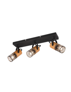 Trio Tosh 3– Spot 3 lumières, 3xE14, max. 40W, IP20, métal noir mat et bois