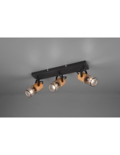 Trio Tosh 3– Spot 3 lumières, 3xE14, max. 40W, IP20, métal noir mat et bois 2