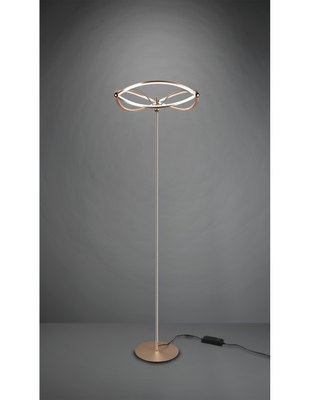 Trio Charivari – Lampadaire moderne LED 31W, 3 niveaux de luminosité, style laiton mat