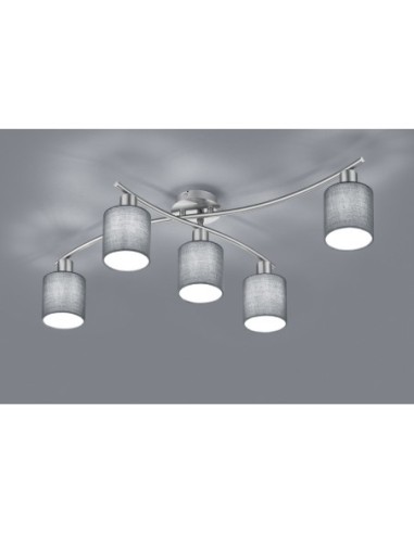 Trio Garda – Plafonnier décoratif E14, design moderne avec abat-jours gris et cadre nickel mat