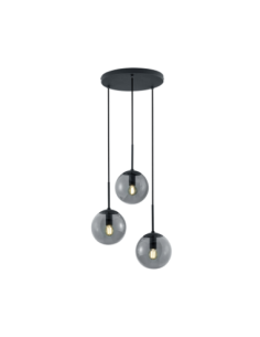 Trio Balini – suspension 3 lumières en verre fumé, réglable, design anthracite élégant