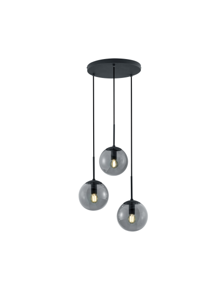 Trio Balini – suspension 3 lumières en verre fumé, réglable, design anthracite élégant