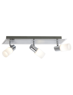 Trio Clapton – barre LED 3 spots, 4,3W, métal chromé et verre mat, éclairage réglable