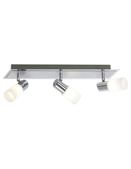 Trio Clapton – barre LED 3 spots, 4,3W, métal chromé et verre mat, éclairage réglable