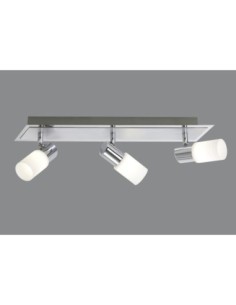 Trio Clapton – barre LED 3 spots, 4,3W, métal chromé et verre mat, éclairage réglable 2