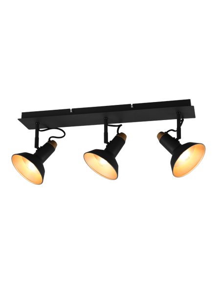 Trio roxie – spot 3xE14 max 10W, métal noir mat, orientable, design moderne