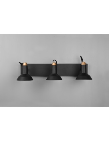 Plafonnier 3 spots orientables noir mat, culot E14, intérieur | Trio