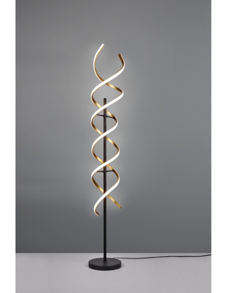 Trio Sequence – lampadaire moderne noir et laiton, 4000 lm, 3 températures de lumière, LED intégrée