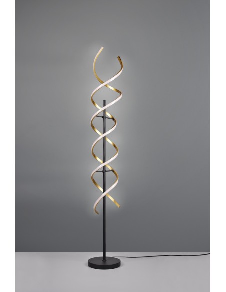 Lampadaire LED design spirale laiton mat avec variateur tactile – Trio – Sequence
