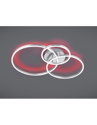 Trio Winona – Luminaire LED plafond, variation couleur et intensité, RGBW, nickel mat