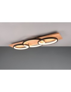 Trio BARCA – Plafonnier/Applique LED 40W, 4700 lm, 3000K, noir mat et bois, dimmable SWITCH 2