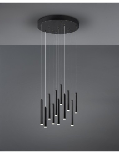 Trio Tubular – Suspension LED design 11 lumières, 350 lm chacune, hauteur réglable