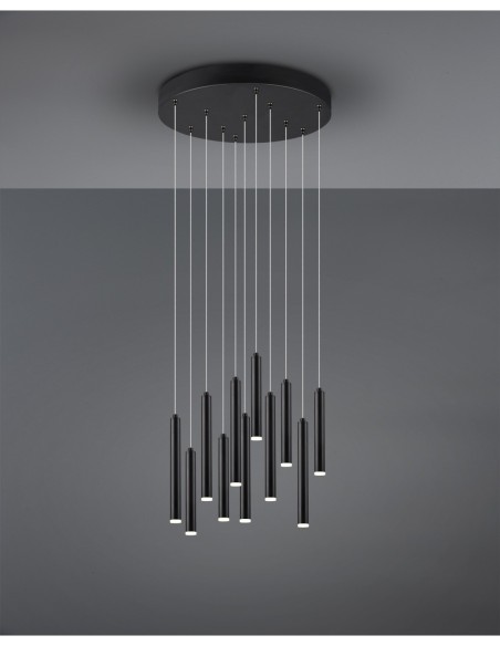 Trio Tubular – Suspension LED design 11 lumières, 350 lm chacune, hauteur réglable
