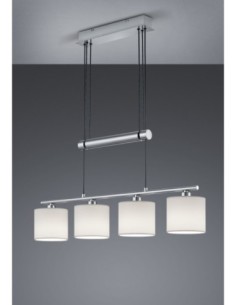 Trio Garda – Suspension LED 4x E14, réglable en hauteur, métal nickel mat et tissu blanc 2