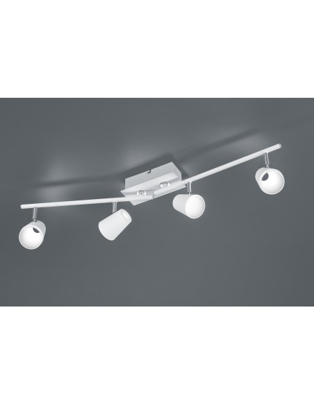 Trio Narcos – Bar à 4 spots LED, 6,5W, 600 lm, 3000K, couleur blanc mat, orientable