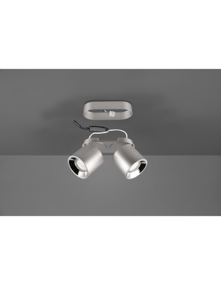 Spot 2xGU10, max. 10W, Métal Nickel Mat - Trio - Guayana