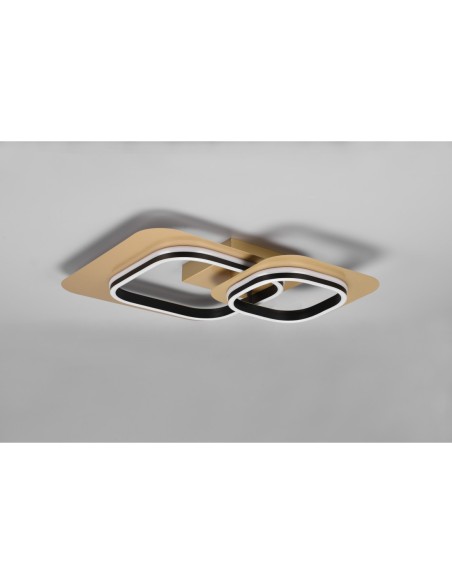 Plafonnier LED 28W, 3400lm, 3000K, Noir & Or – Trio – Lugo