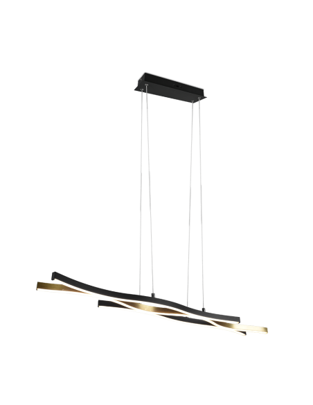Trio Blaze – Suspension LED 35W 4300lm, réglable 2300+3000+4000K, laiton mat et noir mat