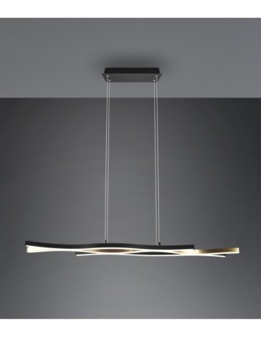 Suspension LED 35W, 4300 lm, réglable, 2300+3000+4000K, laiton mat et noir mat – Trio – Blaze