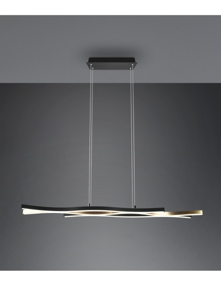 Suspension LED 35W, 4300 lm, réglable, 2300+3000+4000K, laiton mat et noir mat – Trio – Blaze