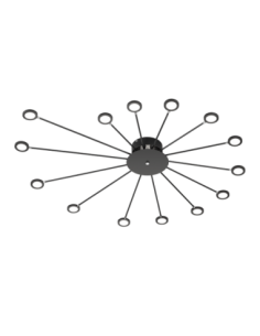 Trio Waco - Plafonnier LED, 15x 2,6W, 270lm, 3000K, noir mat