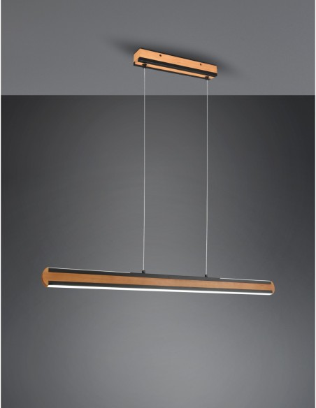 Trio Deacon - Suspension LED, réglable 2700-6500K, bois et métal