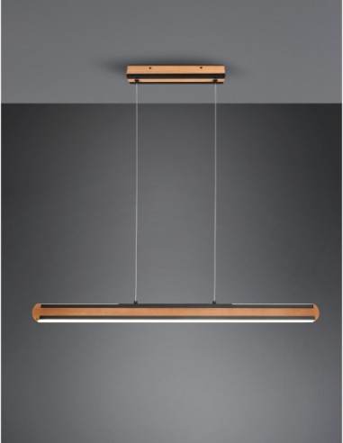 Trio Deacon - Suspension LED, lumière haut et bas, 5000lm, bois et métal