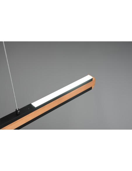 Suspension LED 42W, 5000lm, 2700-6500K, Réglable, Bois et Métal – Trio – Deacon