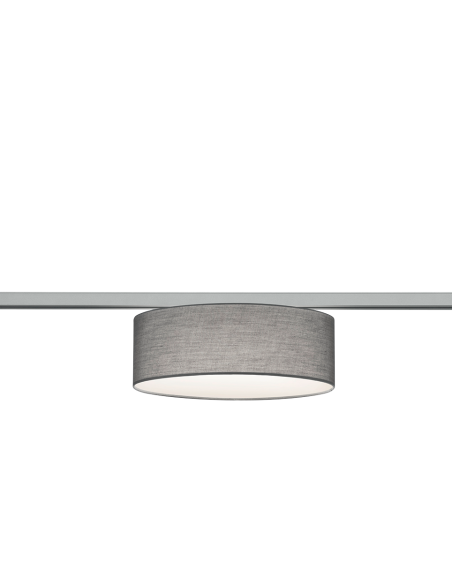 Trio – DUOline – Plafonnier Ø30 cm, 2xE27 max. 25W, tissu gris pour rail biphasé