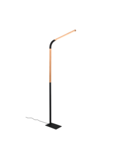 Trio – Norris – Lampadaire LED 11W, 1400lm, dimmable 3 niveaux, bois naturel et noir