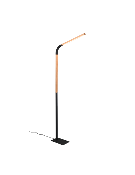 Trio – Norris – Lampadaire LED 11W, 1400lm, dimmable 3 niveaux, bois naturel et noir