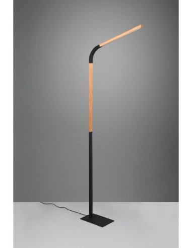 Lampadaire LED, 3000K, dimmable – Bois naturel et noir – Trio – Norris intérieur | Trio