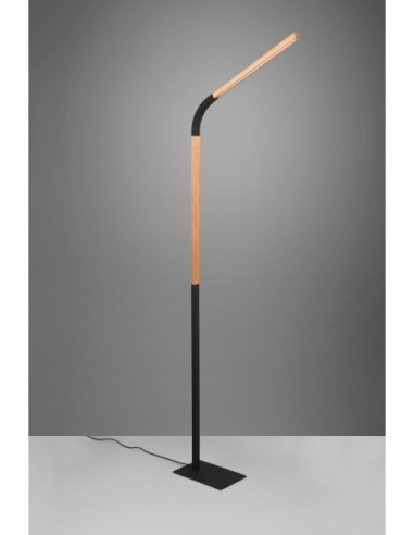 Lampadaire LED, 3000K, dimmable – Bois naturel et noir – Trio – Norris intérieur | Trio