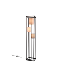 Trio – Ross – Lampadaire 3 lumières, tissu beige, structure noire, 3x E27 max 25W